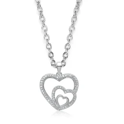 Schmuckladen Herzkette mit 3 Herzen - 925 Silber^ Muttertag|Valentinstag