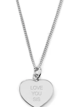 Schmuckladen Herzkette "Love you Sis" mit Rückseitengravur | 925 Sterlingsilber^ Herzketten|Spruchketten