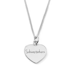 Schmuckladen Herzkette "Schwesterherz" mit Rückseitengravur | 925 Sterlingsilber^ Herzketten|Spruchketten