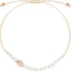 Schmuckladen Kauri-Armband mit Perlen - 925 Sterlingsilber^ Stoffarmbänder|Perlenarmbänder