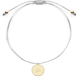 Schmuckladen Kinderarmband mit runder Gravurplatte | individuell gravierbar^ Edelstahl Armbänder|Stoffarmbänder