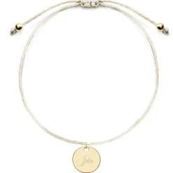 Schmuckladen Kinderarmband mit runder Gravurplatte | individuell gravierbar^ Edelstahl Armbänder|Stoffarmbänder