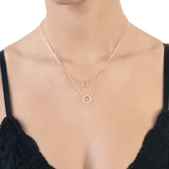 Schmuckladen Kreis - Halskette Double Chain&Circle - 925 Sterlingsilber^ Schmuck
