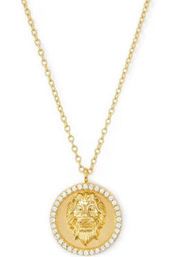 Schmuckladen Münzkette Löwenkopf mit Zirkonia - 925 Sterlingsilber^ Schmuck