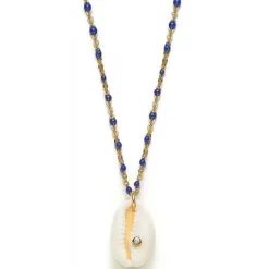 Schmuckladen Muschel-Halskette Blue Kauri mit Zirkonia^ Schmuck