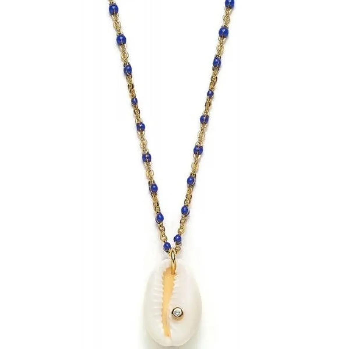 Schmuckladen Muschel-Halskette Blue Kauri mit Zirkonia^ Schmuck