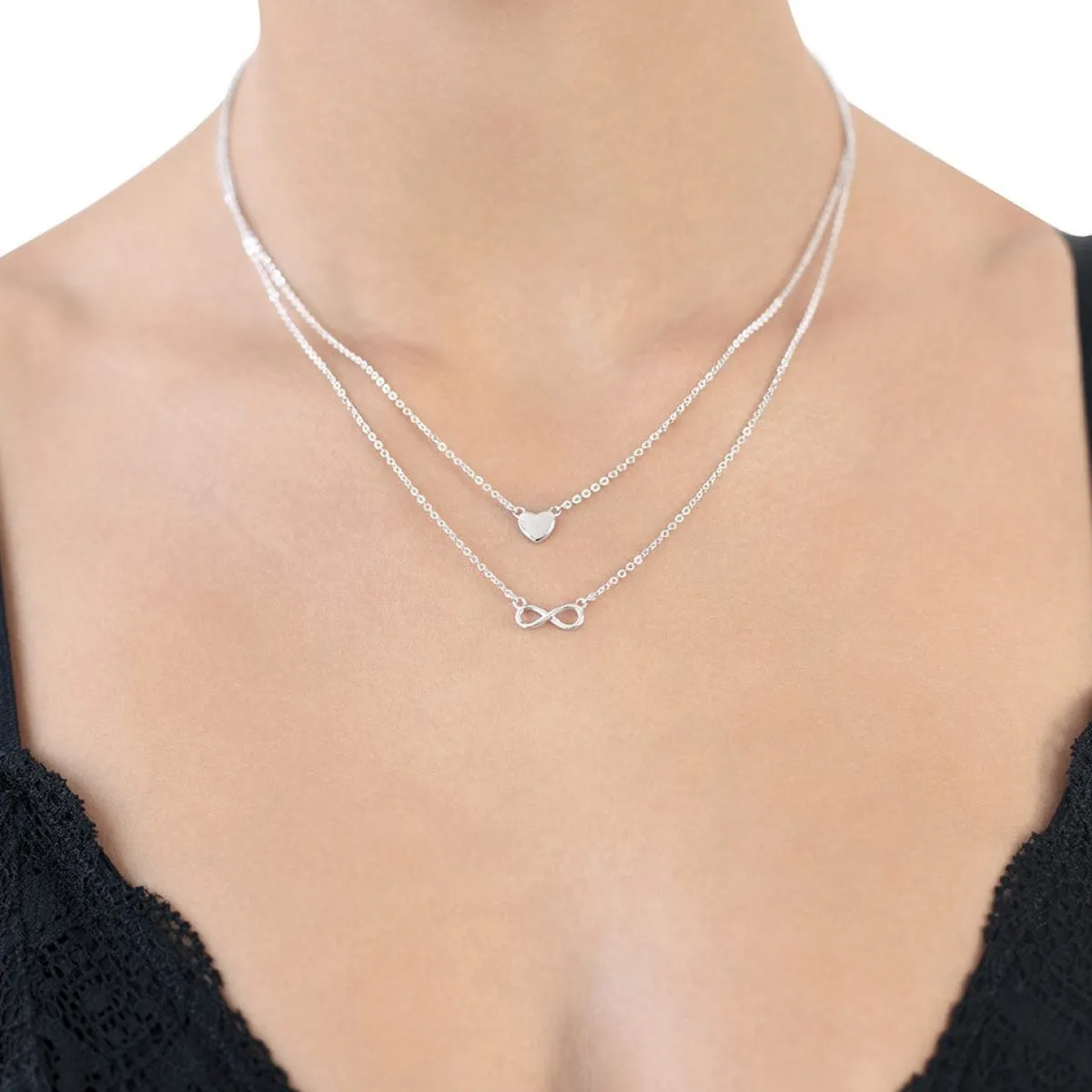 Schmuckladen Muttertagsgeschenk - Halskette "Double Chain Infinity-Love" - 925 Ster^ Muttertag|Schmuck