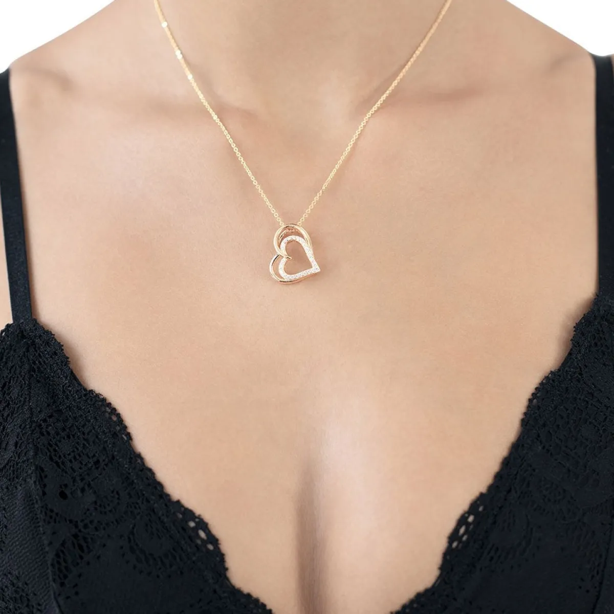 Schmuckladen Muttertagsgeschenk - Halskette Double Heart - 925 Sterlingsilber^ Muttertag|Schmuck