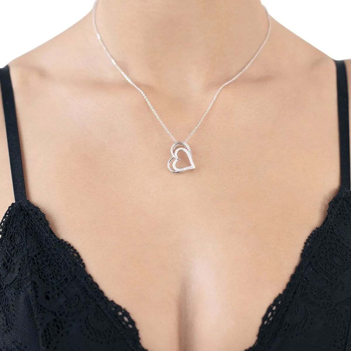 Schmuckladen Muttertagsgeschenk - Halskette Double Heart - 925 Sterlingsilber^ Muttertag|Schmuck