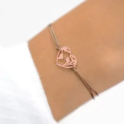 Schmuckladen Muttertagsgeschenk-Set - Stoffarmbänder Weltenherz - 925 Sterlingsilbe^ Muttertag|Schmuck