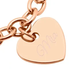 Schmuckladen Rosévergoldetes Armband aus Edelstahl mit Herz gravierbar^ Schmuck