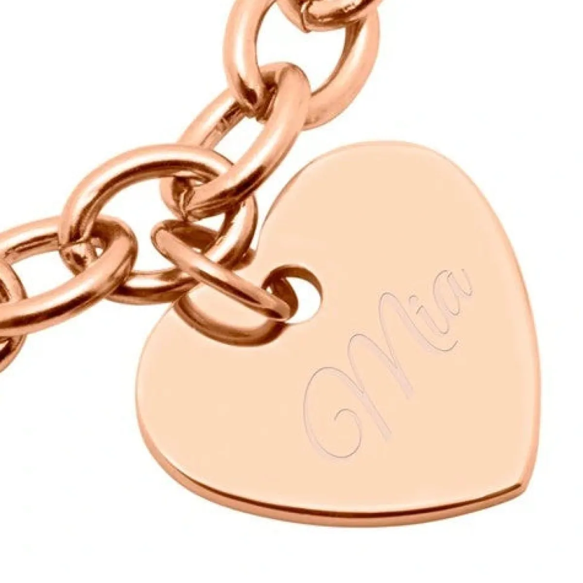 Schmuckladen Rosévergoldetes Armband aus Edelstahl mit Herz gravierbar^ Schmuck