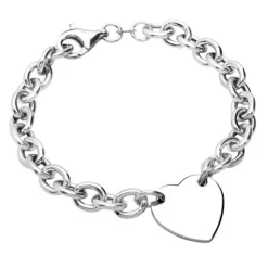Schmuckladen Silberarmband mit Herz-Anhänger, gravierbar^ Armbänder Mit Gravur|Armbänder Mit Gravur