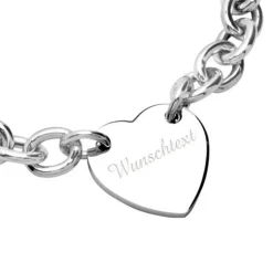 Schmuckladen Silberarmband mit Herz-Anhänger, gravierbar^ Armbänder Mit Gravur|Armbänder Mit Gravur