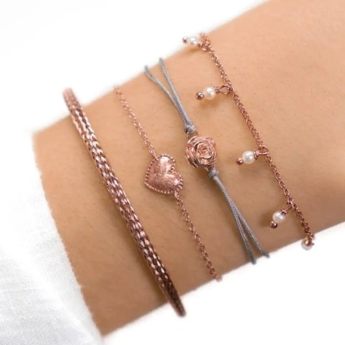 Schmuckladen Stoffarmband Desert Rose - 925 Sterlingsilber^ Stoffarmbänder|Schmuck