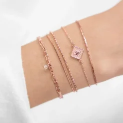 Schmuckladen Stoffarmband Dreamy Elegance mit Glasperle - 925 Sterlingsilber^ Stoffarmbänder|Schmuck