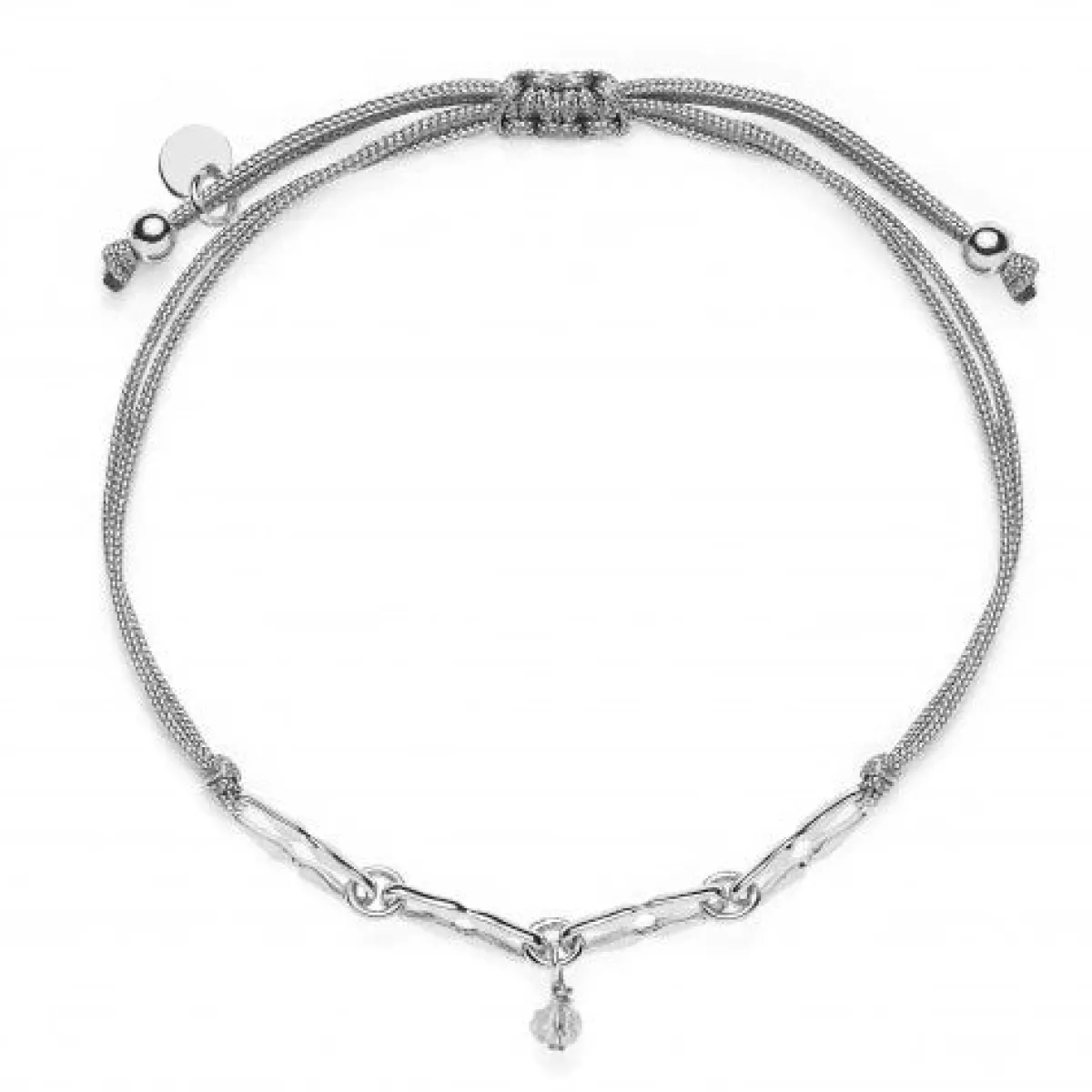 Schmuckladen Stoffarmband Dreamy Elegance mit Glasperle - 925 Sterlingsilber^ Stoffarmbänder|Schmuck