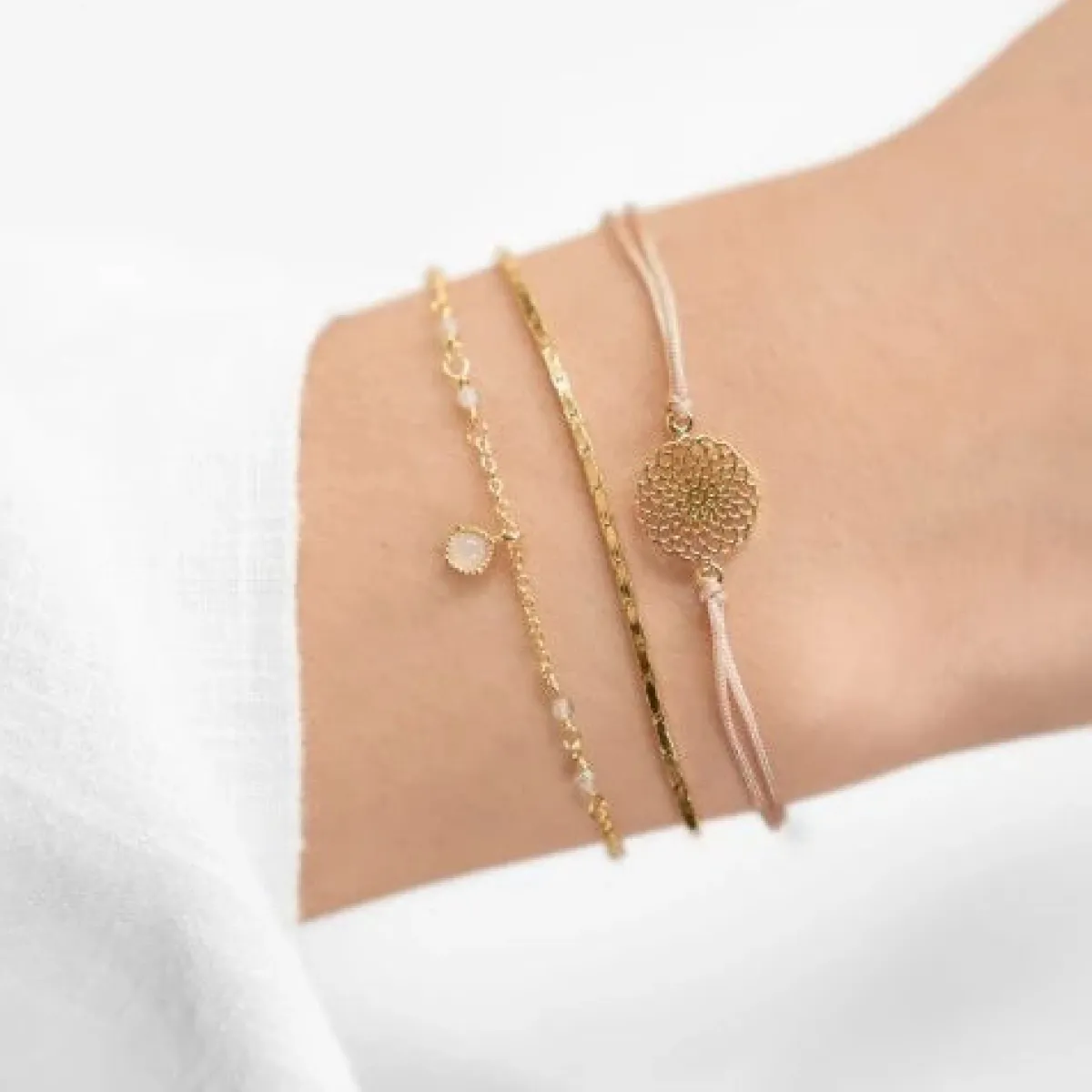 Schmuckladen Stoffarmband Floral Love - 925 Sterlingsilber^ Stoffarmbänder|Schmuck