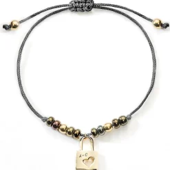 Schmuckladen Stoff-Armband Liebesschloss mit Gravur | silber oder^ Edelstahl Armbänder|Stoffarmbänder