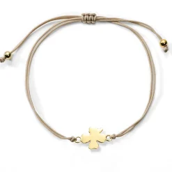 Schmuckladen Stoffarmband mit Kleeblatt-Anhänger mit Gravur (925 Sterlingsilber)^ Stoffarmbänder|Schmuck