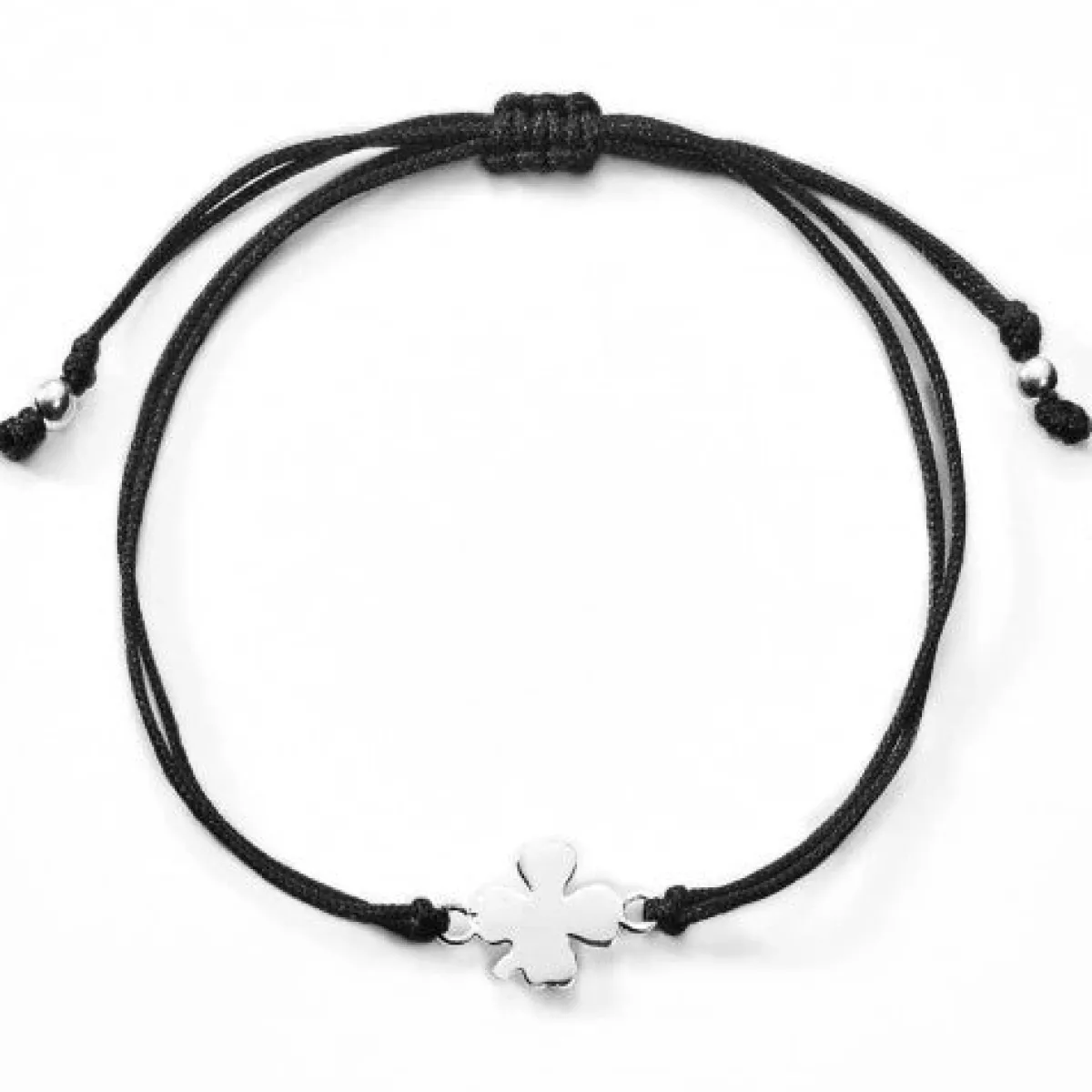 Schmuckladen Stoffarmband mit Kleeblatt-Anhänger mit Gravur (925 Sterlingsilber)^ Stoffarmbänder|Schmuck