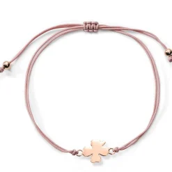 Schmuckladen Stoffarmband mit Kleeblatt-Anhänger mit Gravur (925 Sterlingsilber)^ Stoffarmbänder|Schmuck