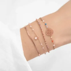 Schmuckladen Stoffarmband mit Perlen Flora - 925 Sterlingsilber^ Stoffarmbänder|Schmuck