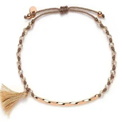 Schmuckladen Stoffarmband mit Perlen und Puschel - 925 Sterlingsilber^ Stoffarmbänder|Schmuck