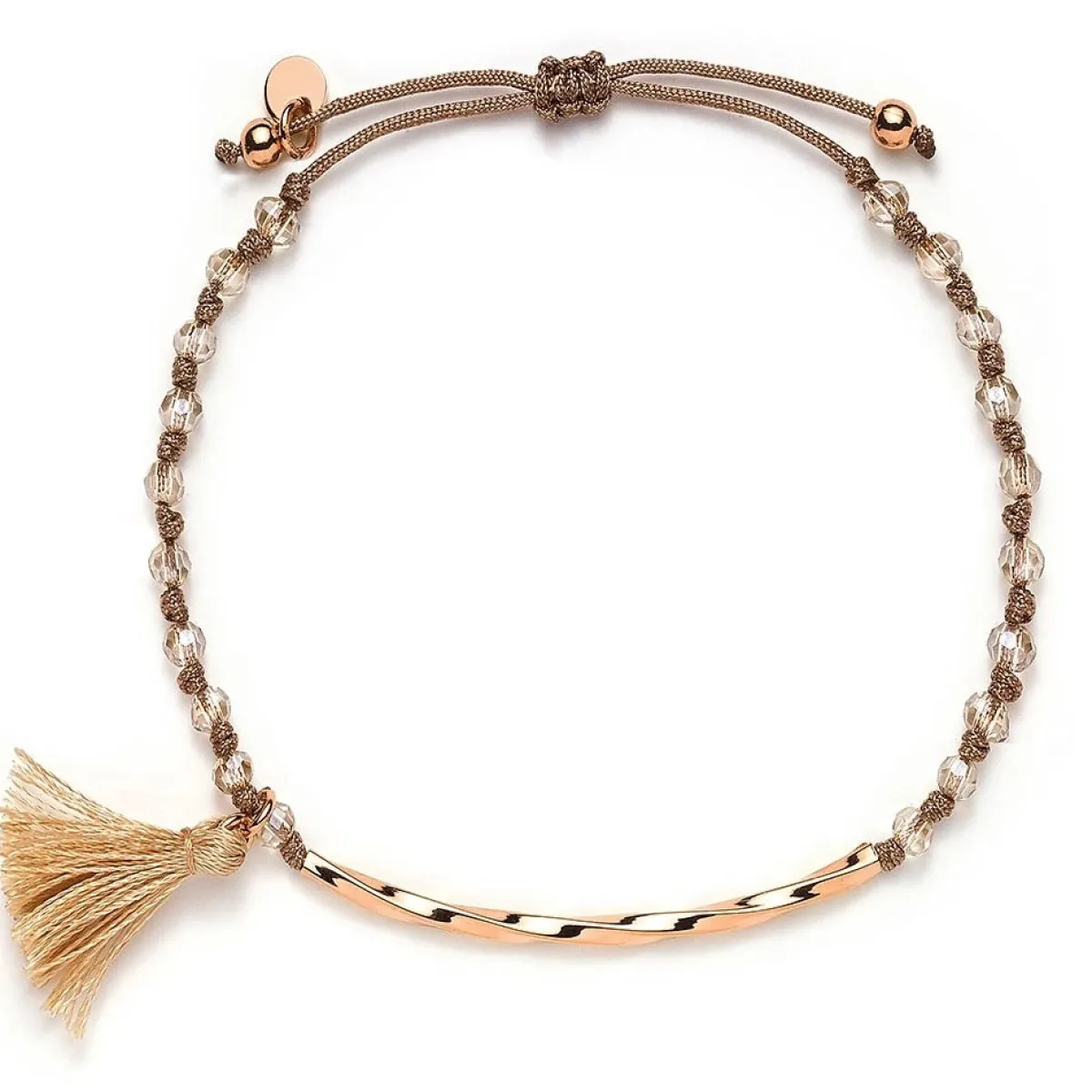Schmuckladen Stoffarmband mit Perlen und Puschel - 925 Sterlingsilber^ Stoffarmbänder|Schmuck