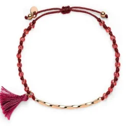 Schmuckladen Stoffarmband mit Perlen und Puschel - 925 Sterlingsilber^ Stoffarmbänder|Schmuck