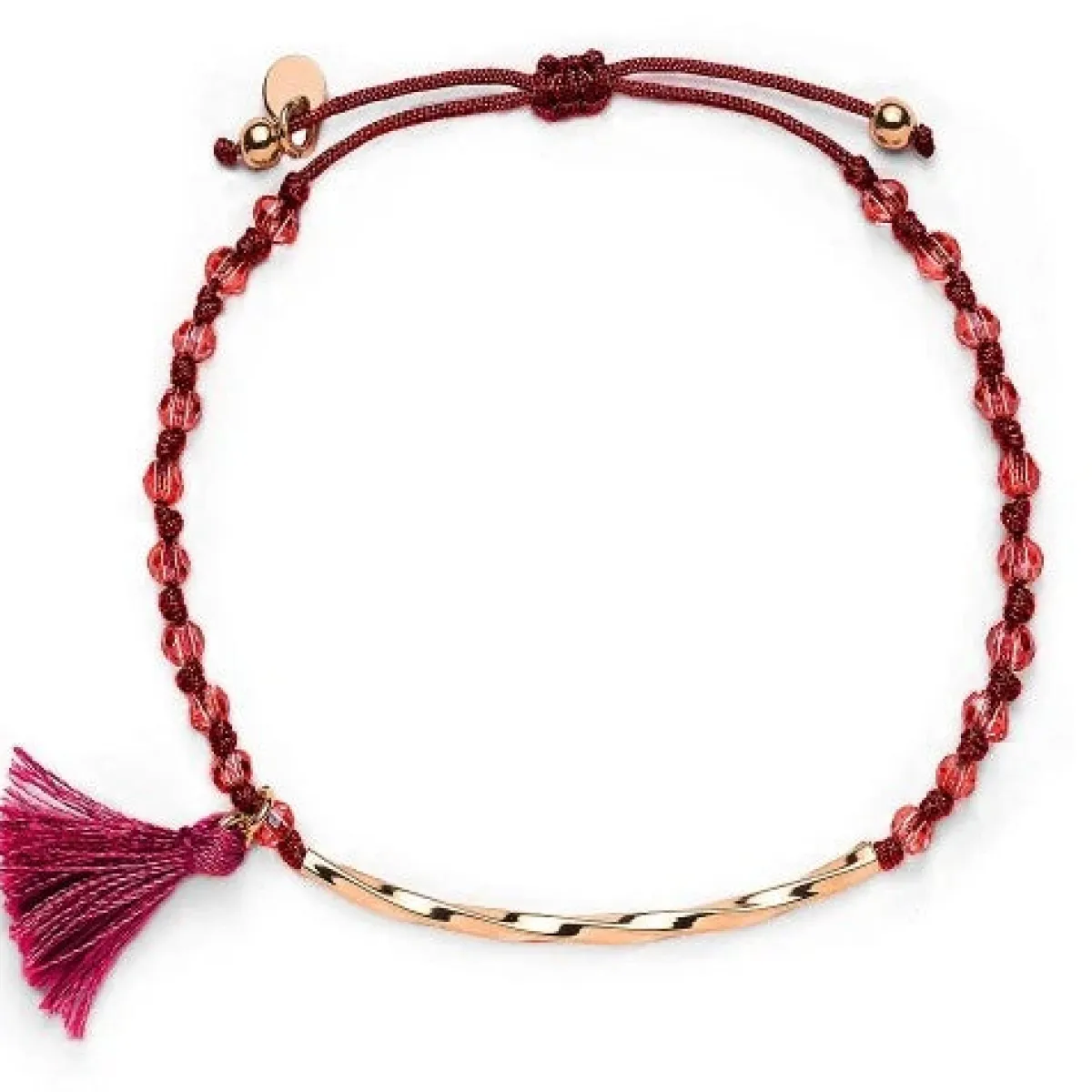 Schmuckladen Stoffarmband mit Perlen und Puschel - 925 Sterlingsilber^ Stoffarmbänder|Schmuck