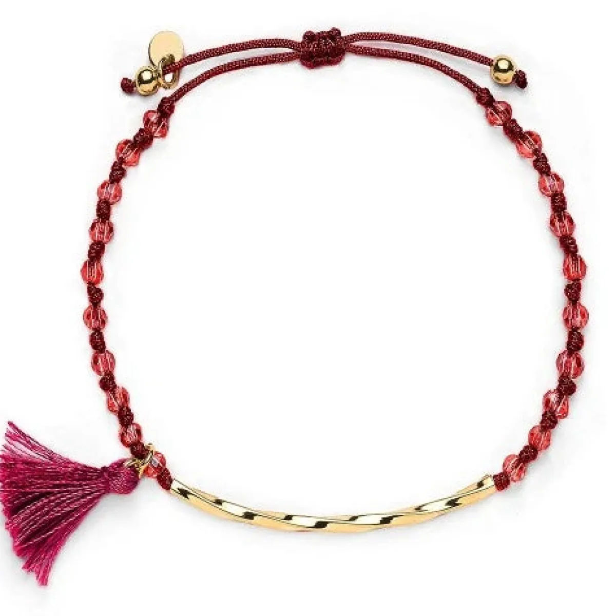 Schmuckladen Stoffarmband mit Perlen und Puschel - 925 Sterlingsilber^ Stoffarmbänder|Schmuck