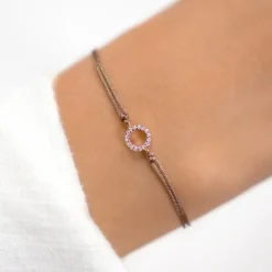 Schmuckladen Stoffarmband Sparkling Circle mit Zirkonia - 925 Sterlingsilber^ Muttertag|Valentinstag