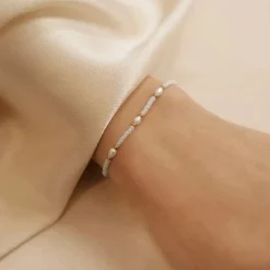 Schmuckladen Stoffarmband Vibrant - 925 Sterlingsilber^ Stoffarmbänder|Perlenarmbänder