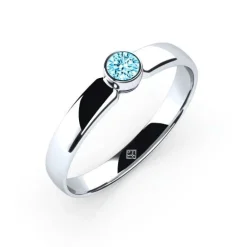 Schmuckladen Verlobungsring "Simple Diamond" mit Swarovski® Element Aquamarin | 925^ Verlobungsringe|Verlobung