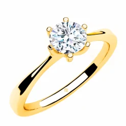 Schmuckladen Verlobungsring "Tender Solitaire" | 925 Sterlingsilber Gelbgold vergol^ Valentinstag|Verlobungsringe