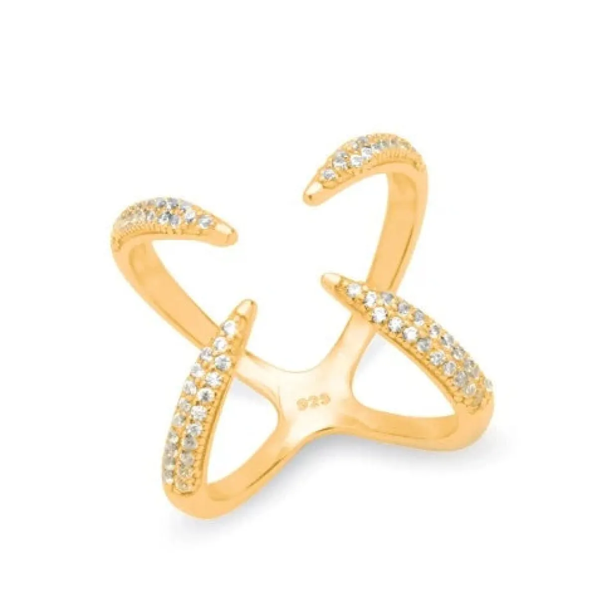 Schmuckladen Zirkoniabesetzter X-Ring^ Vergoldete Ringe|Schmuck